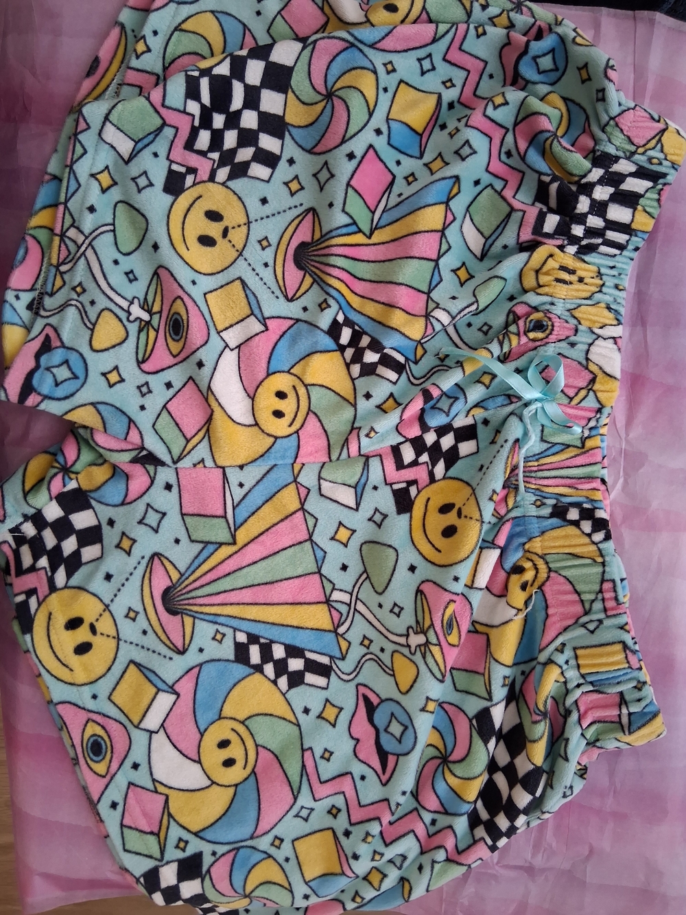 Madrag Colorful Smiley Print Elastic Waist Pajama Shorts - Multicolor